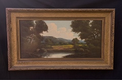Large Hand Painted Oil on Canvas in Original Frame, Signed DeTreville.  Richard De Treville (1864-1929) 